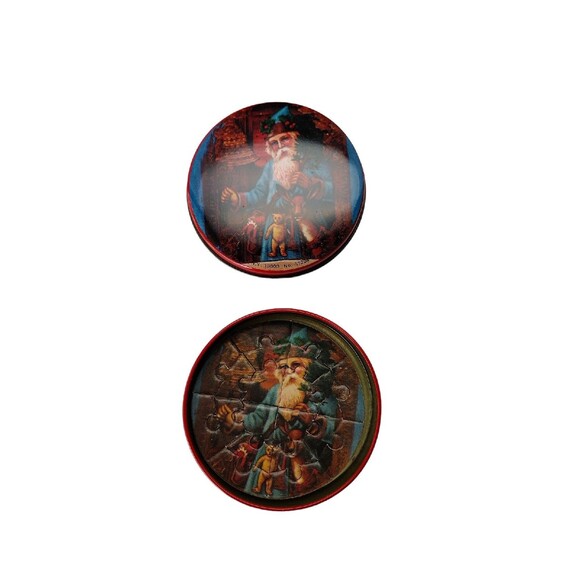 VTG 78' Christmas Mini Puzzles With Tin Santa Lot Of 3 Hong Kong Shackman 3" SEE - Picture 3 of 13